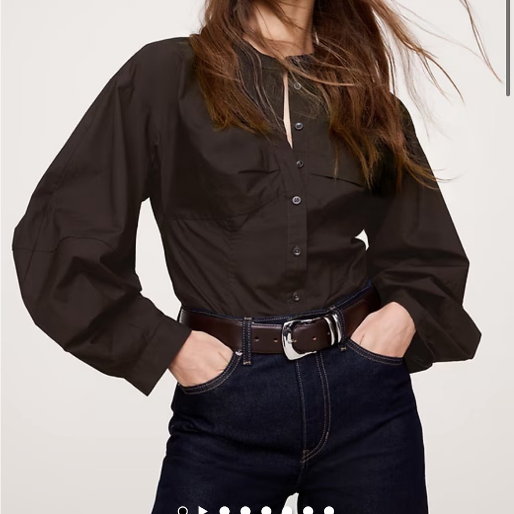 Brown cotton poplin blouse